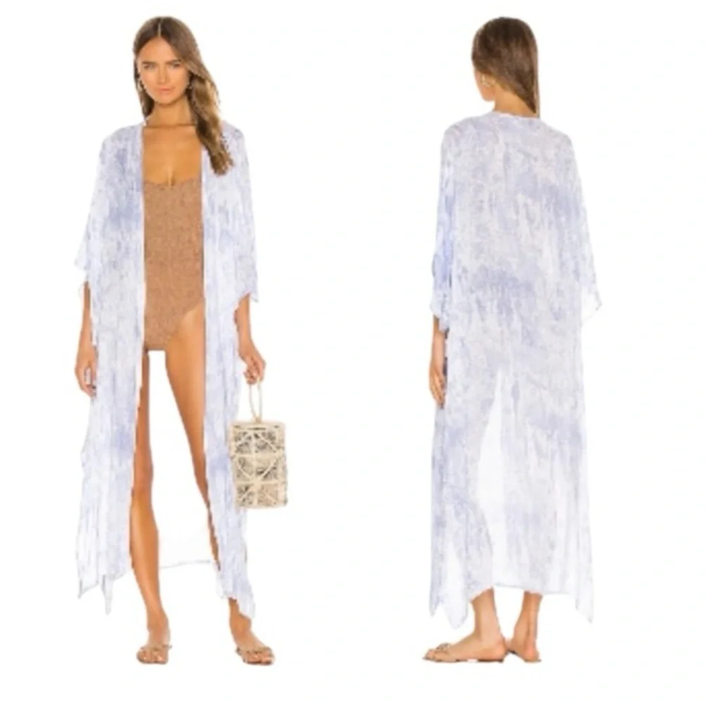 Revolve Tavik Periwinkle Tie Dye Swim Cover Up Kimono Sz L
